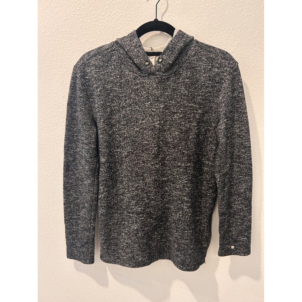Fabletics Womens Marled Gray Knit Hoodie Side Zip Pullover Sweatshirt‎ Medium